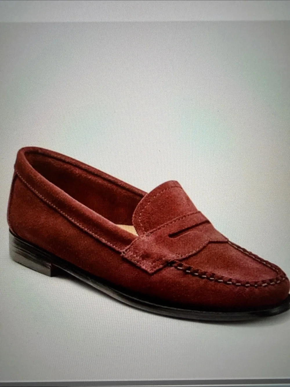 G.H. Bass & Co. Burgundy Suede Penny Loafers - Willa Flat Strap